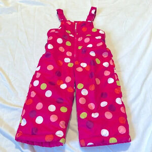 Osh Kosh Pink polka dotted snow overalls 18 months  sledding outdoors
